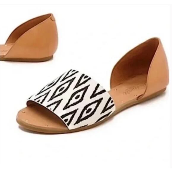 Madewell Women’s 8 Thea Aztec Ikat Calf Hair Leather Open Toe Sandals Boho - Picture 1 of 7